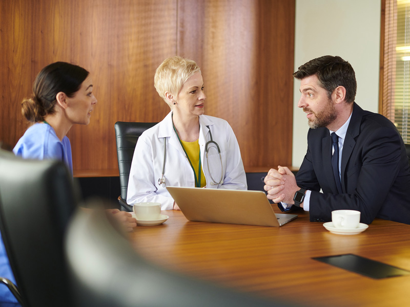 Woman in discussion